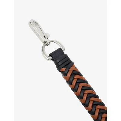 Loewe Womens Geometric Woven Leather Strap Black/squirrel In Black