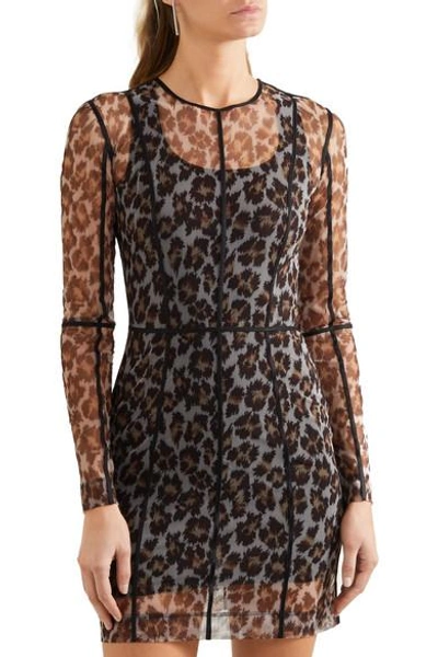 Shop Christopher Kane Leopard-print Stretch-mesh Mini Dress
