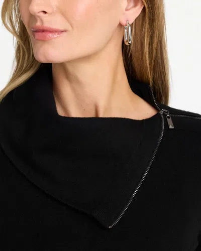 Chico's Luxe Zip Envelope Neck Sweater In Black In Black