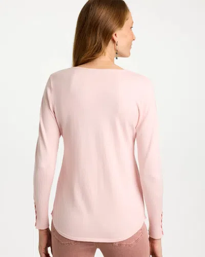 Chico's Ella V-neck Pullover Sweater In Blushed In Pink