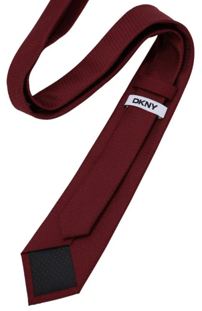 Dkny Solid Textured Tie In Red