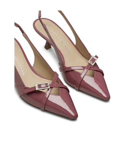 Stuart Weitzman 50mm Georgie Patent Leather Slingback Pumps In Brown