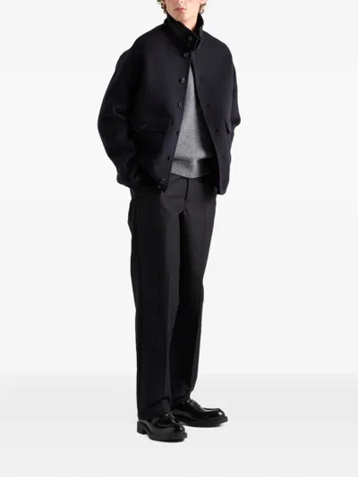 Prada Cashmere Blouson Jacket In Blue