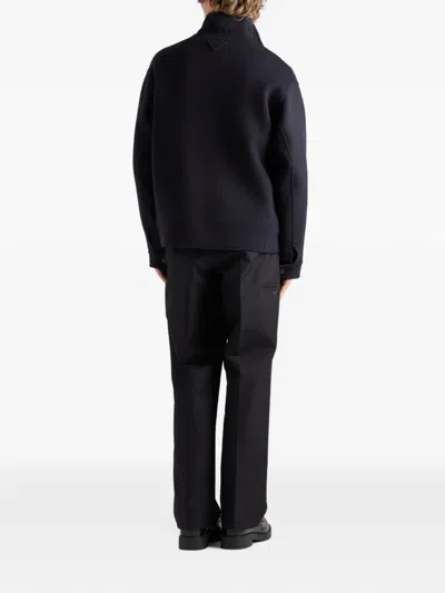 Prada Cashmere Blouson Jacket In Blue