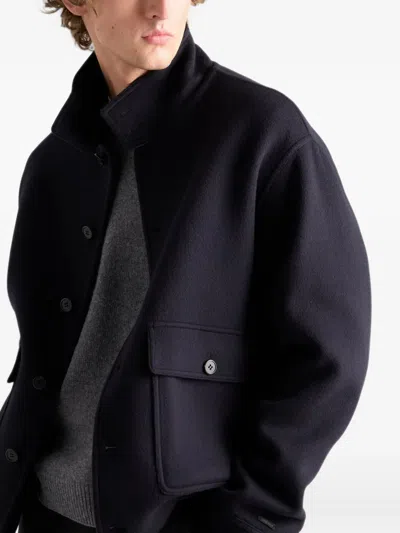 Prada Cashmere Blouson Jacket In Blue