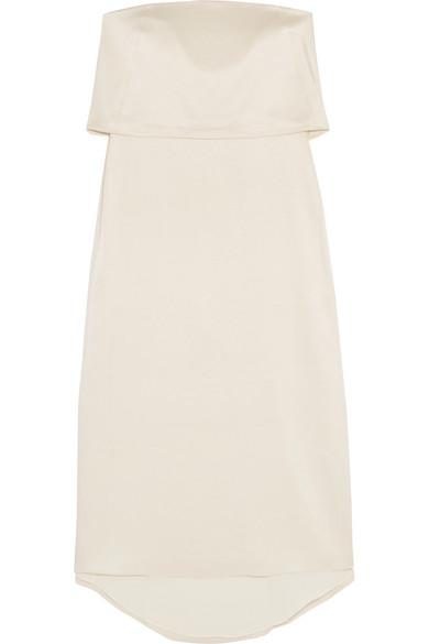 halston heritage tiered satin midi dress