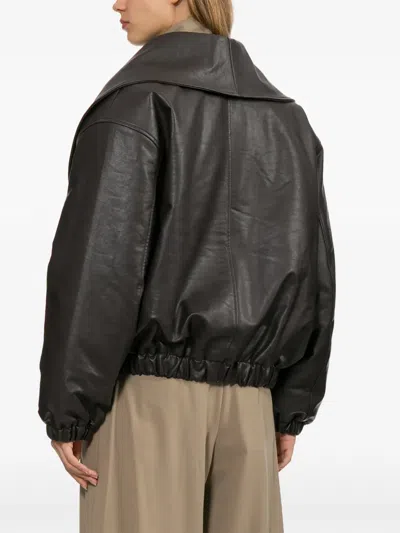 Source Unknown Oversized-collar Elasticated-hem Jacket In Black