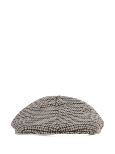 Tagliatore Houndstooth-pattern Flat Cap In Gray