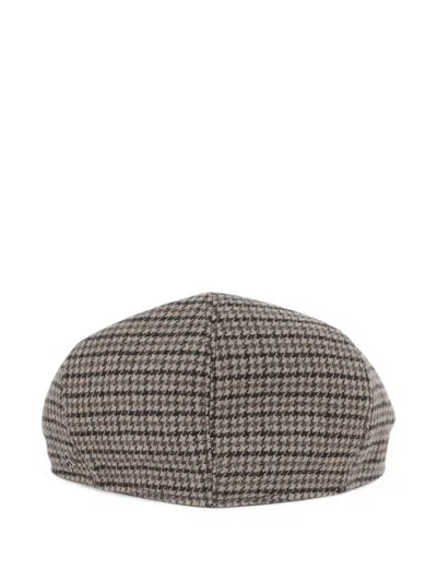 Tagliatore Houndstooth-pattern Flat Cap In Gray