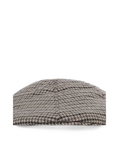 Tagliatore Houndstooth-pattern Flat Cap In Gray