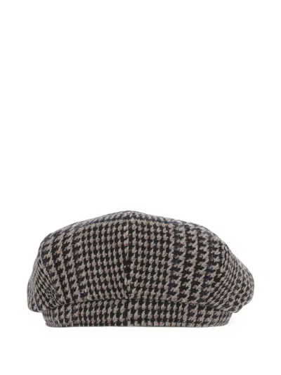 Tagliatore Houndstooth-pattern Flat Cap In Gray