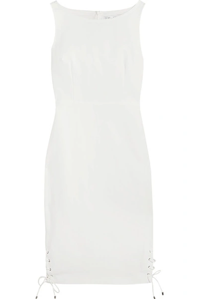 Max Mara Lace-up Cotton-twill Dress In Ivory