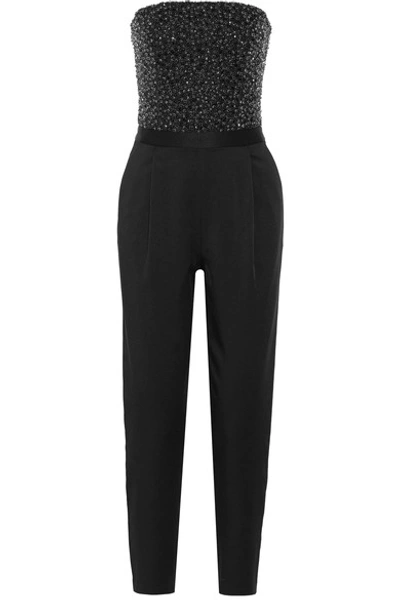 Shop Alice And Olivia Jeri Embellished Crepe De Chine Jumpsuit