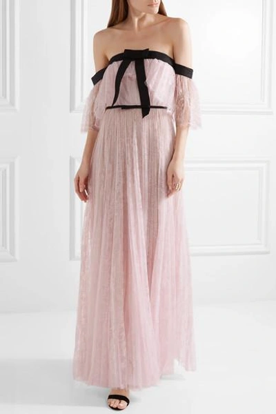 Shop Giambattista Valli Off-the-shoulder Chantilly Lace Gown