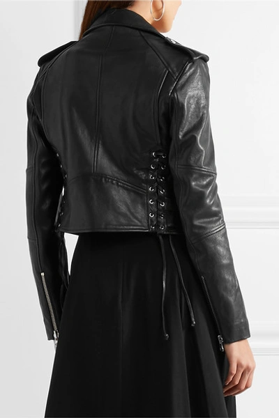 Shop Mcq By Alexander Mcqueen Lace-up Leather Biker Jacket