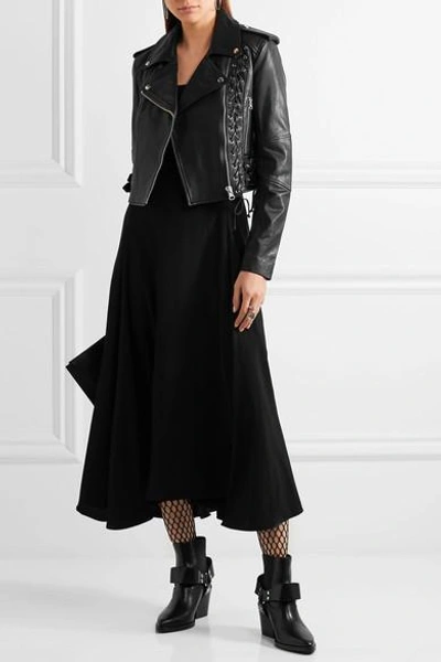 Shop Mcq By Alexander Mcqueen Lace-up Leather Biker Jacket