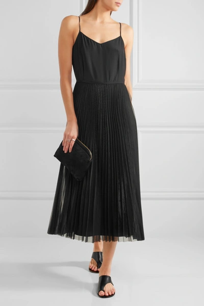 Shop Victoria Victoria Beckham Silk-satin And Pleated Tulle Dress