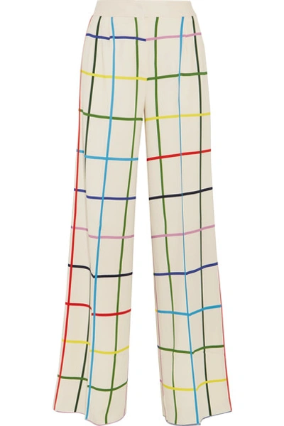 Mary Katrantzou Donis Checked Stretch-crepe Wide-leg Pants In White Multi