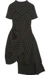 JW ANDERSON Draped striped cotton-crepe dress