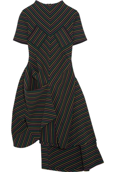 Shop Jw Anderson Draped Striped Cotton-crepe Dress