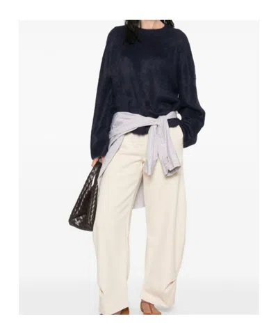 Soft Goat Long-sleeved Pullover In Blue