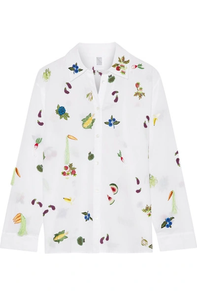 Rosie Assoulin Salad Bar Embroidered Cotton-voile Shirt