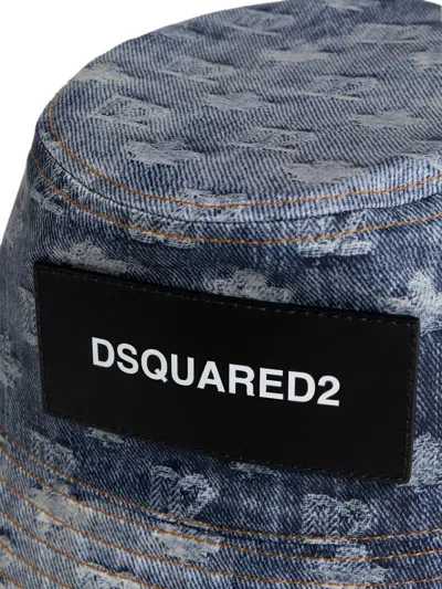 Dsquared2 D2 Monogram Bucket Hat In White