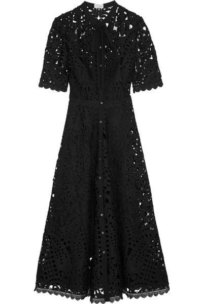 Temperley London Berry Pussy-bow Guipure Lace Midi Dress
