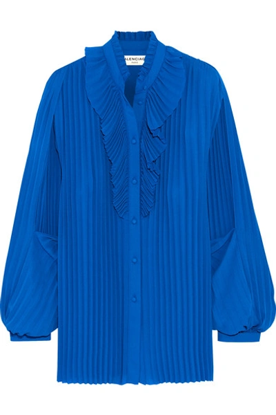 Shop Balenciaga Pleated Georgette Blouse