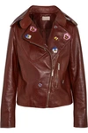 CHRISTOPHER KANE Cropped embroidered leather biker jacket