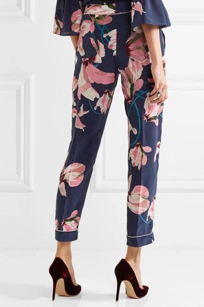 Shop Erdem Giulia Cropped Floral-print Slim-leg Pants