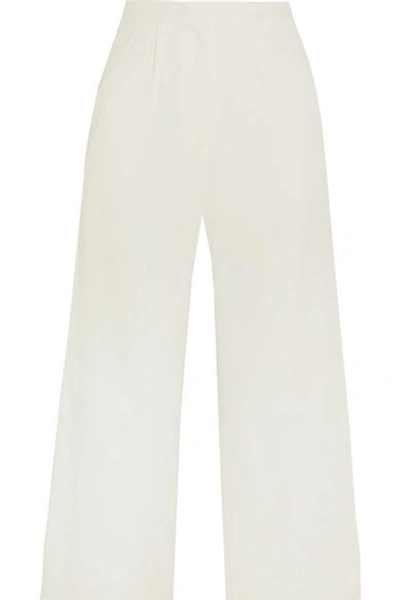 Shop Rime Arodaky Lapa Cropped Crepe Wide-leg Pants In White