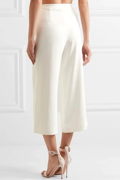 Shop Rime Arodaky Lapa Cropped Crepe Wide-leg Pants In White