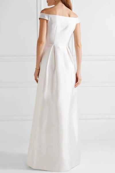 Shop Gabriela Hearst Tituba Off-the-shoulder Silk And Wool-blend Gown In Ivory