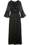 ANNA SUI Lace-trimmed printed silk-blend crepon maxi dress