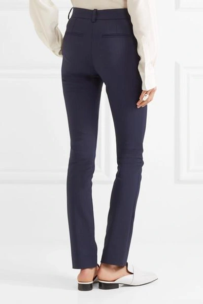 Shop Victoria Beckham Pinstriped Stretch-twill Slim-leg Pants