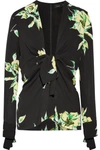 PROENZA SCHOULER Knotted floral-print silk-crepe blouse