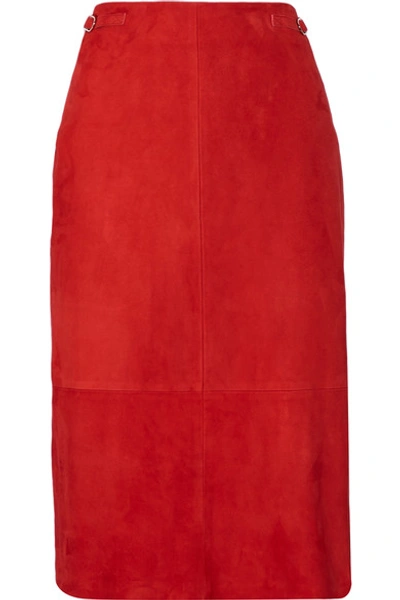 Gabriela Hearst Hewitt Suede Midi Skirt In Red
