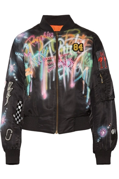 Shop Marc Jacobs Embellished Painted Shell Bomber Jacket