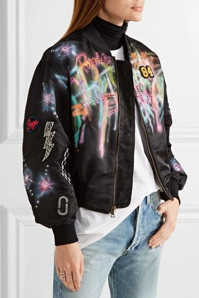 Shop Marc Jacobs Embellished Painted Shell Bomber Jacket