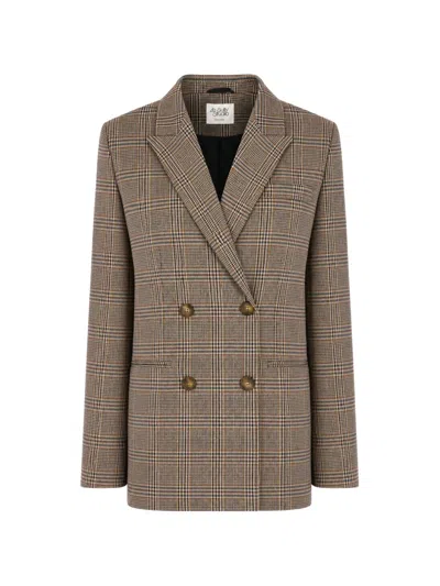 CHECK-PATTERN DOUBLE-BREASTED JACKET