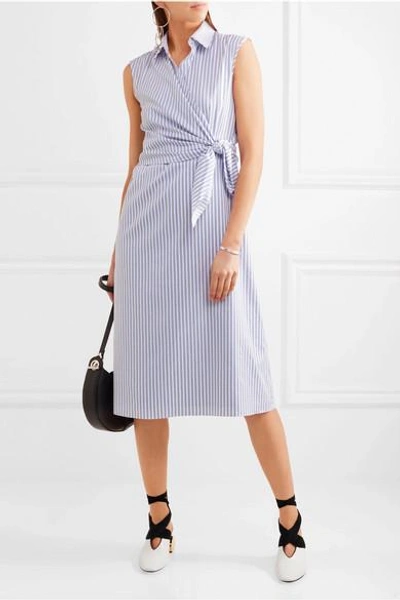 Shop Jw Anderson Knotted Striped Cotton Shirt Dress