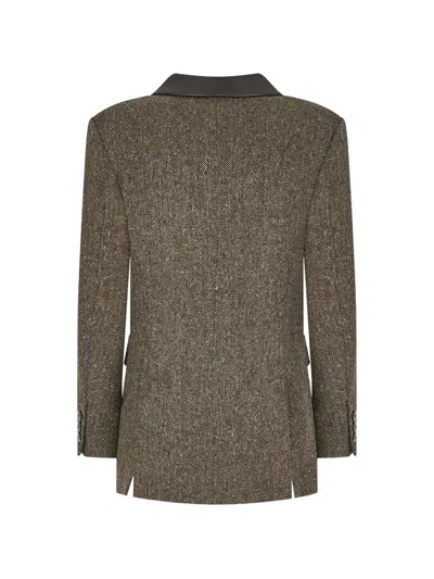 Vitovi Herringbone-pattern Single-breasted Blazer In Brown