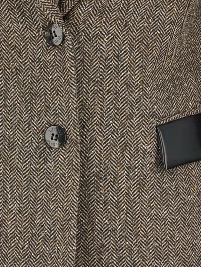 Vitovi Herringbone-pattern Single-breasted Blazer In Brown