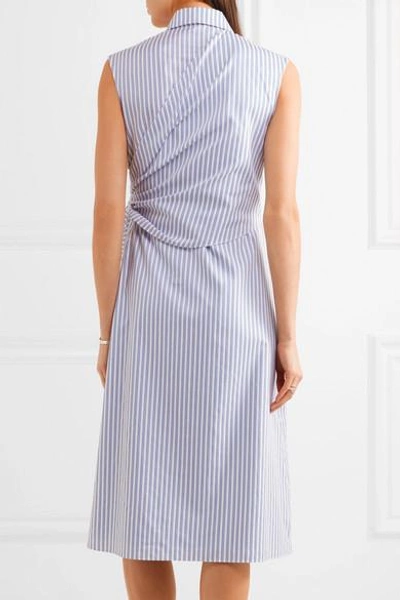 Shop Jw Anderson Knotted Striped Cotton Shirt Dress