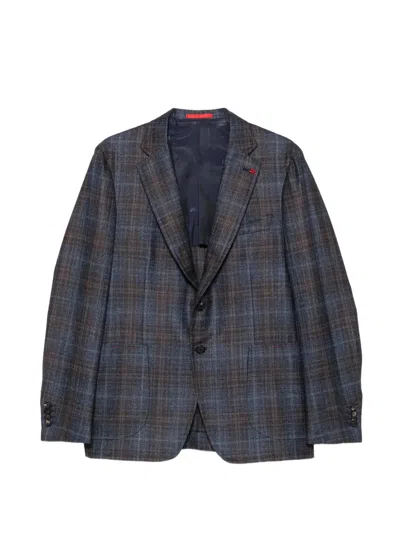 CHECK-PATTERN SINGLE-BREASTED BLAZER