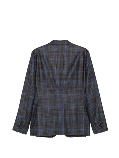 CHECK-PATTERN SINGLE-BREASTED BLAZER