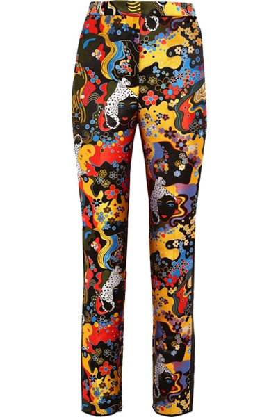 Mary Katrantzou Slick Psychedelic-jacquard Slim-leg Trousers In Black Multi