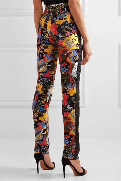 Shop Mary Katrantzou Slick Faille-trimmed Jacquard Skinny Pants