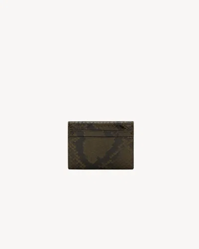 Saint Laurent Letter Card Case In Python In Green